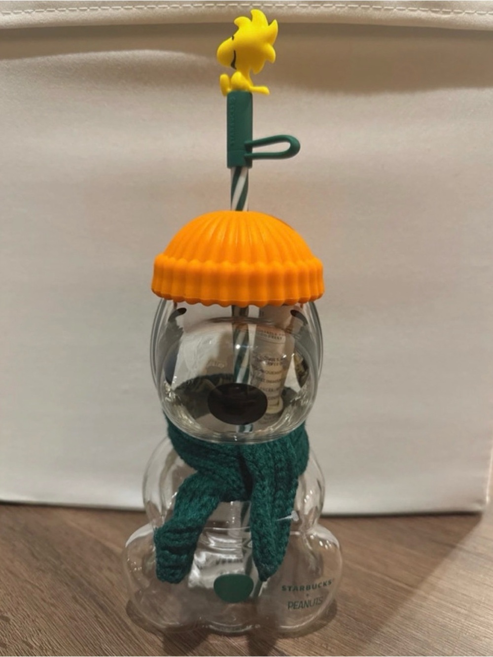 Starbucks + Peanuts Snoopy and Woodstock glass cup
